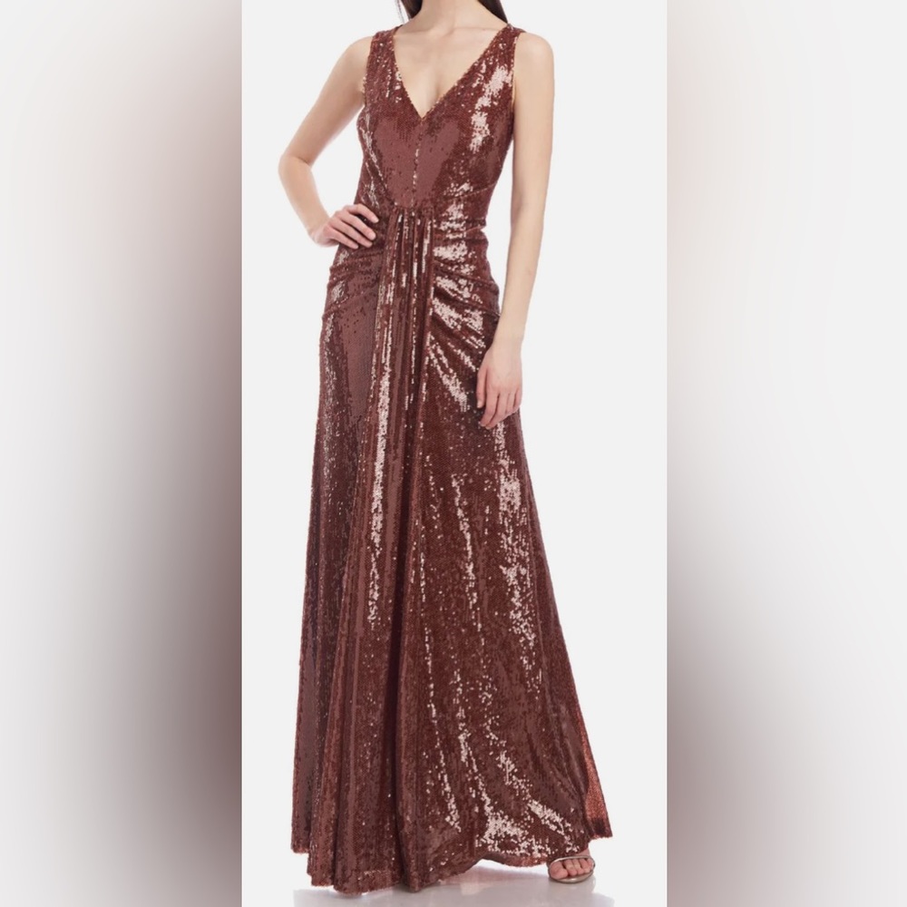 Kay Unger Bronze Floor Length Dress - Size 10 - worn once